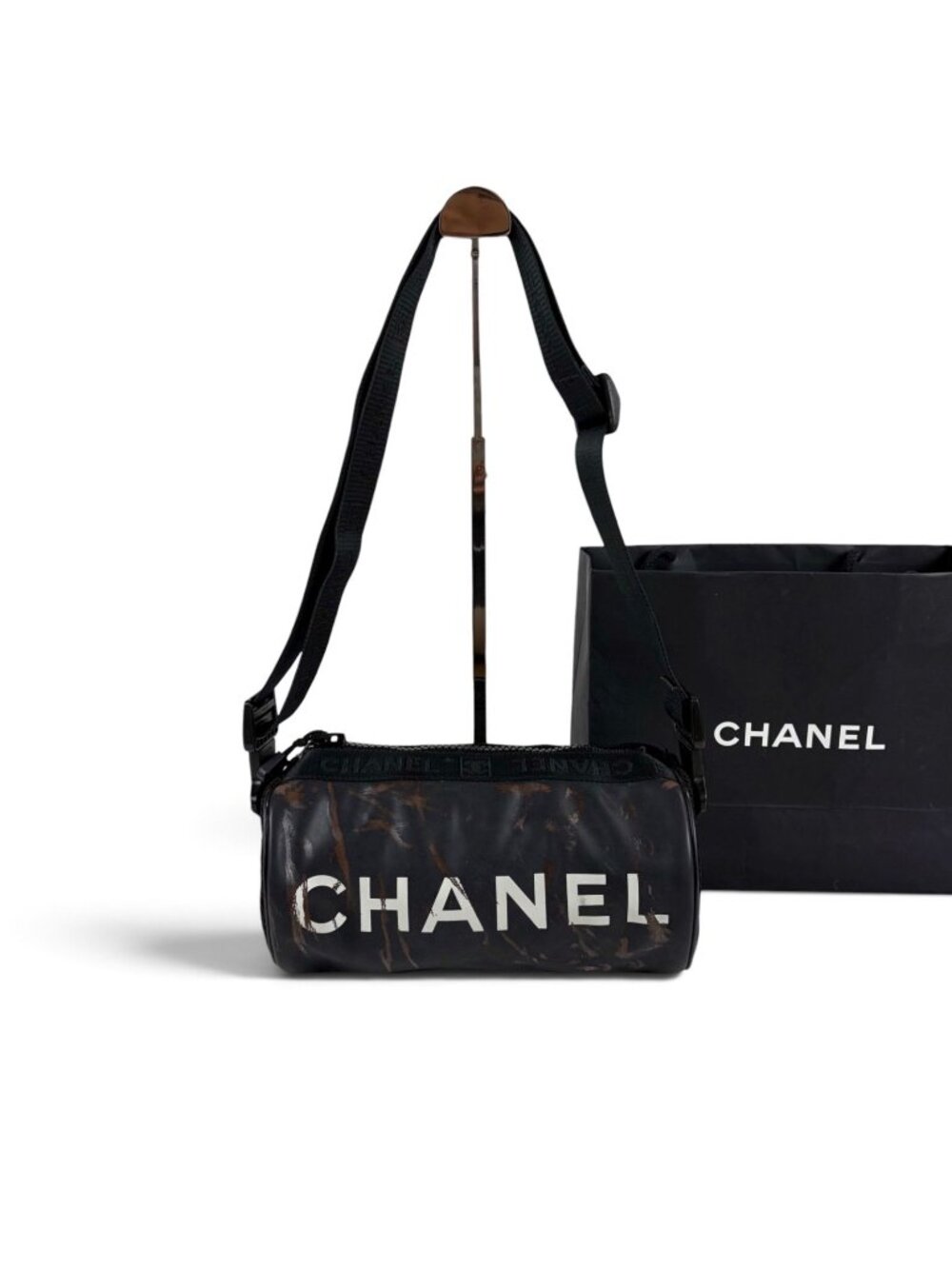 Chanel Sports Line Hobo Black Tube Shape